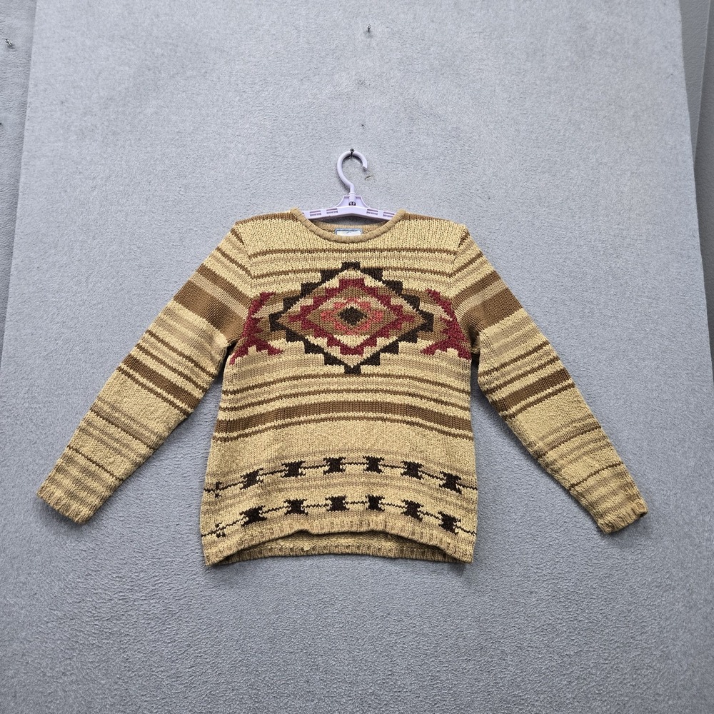 Pendleton Women Sweater Petite Brown Geometric Aztec Southwestern Pullover
